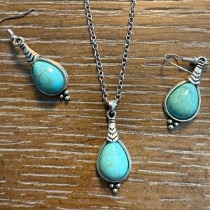 Turquoise and Silver Necklace Set